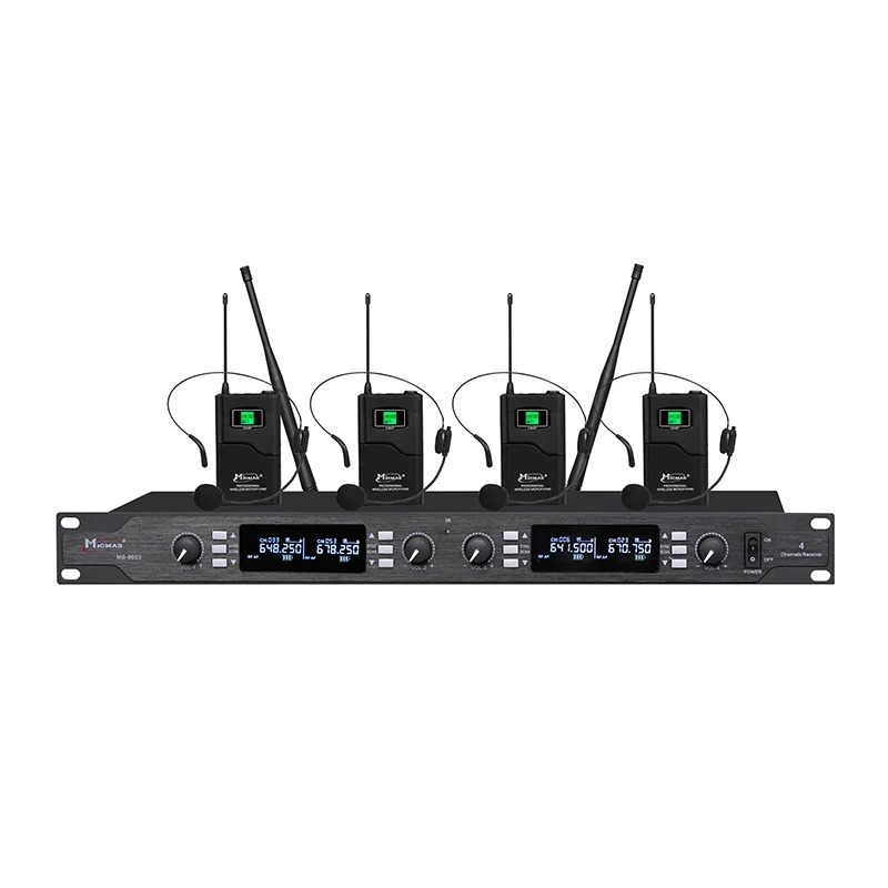 

MS-9603 UHF 4 channel wireless microphone system for meeting, church, wedding.