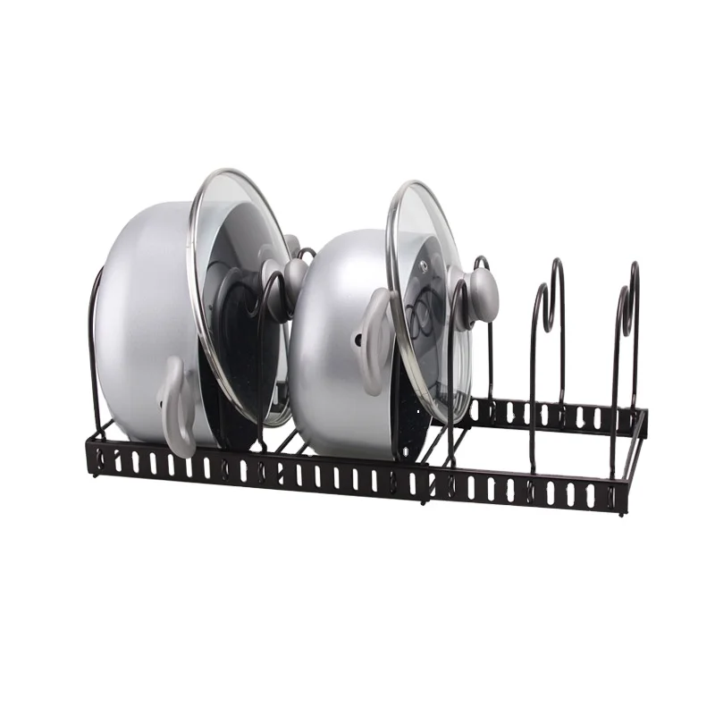 

Adjustable Kitchen Iron Pot Organizer Rack Lid Pot Pan Rack, Copper
