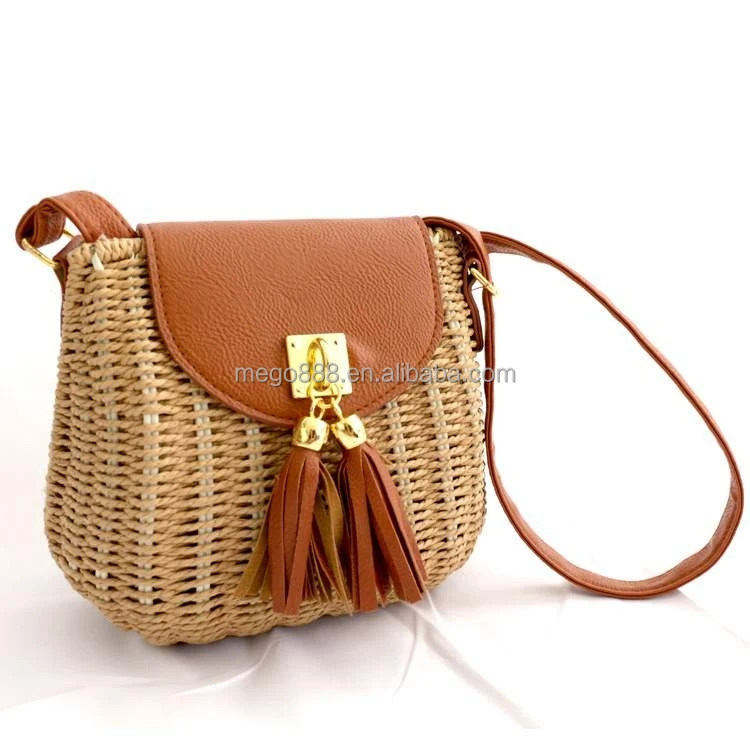 

Hot sale summer beach straw tassel bag women fashion handmade handbag luxury handbag, Customizable
