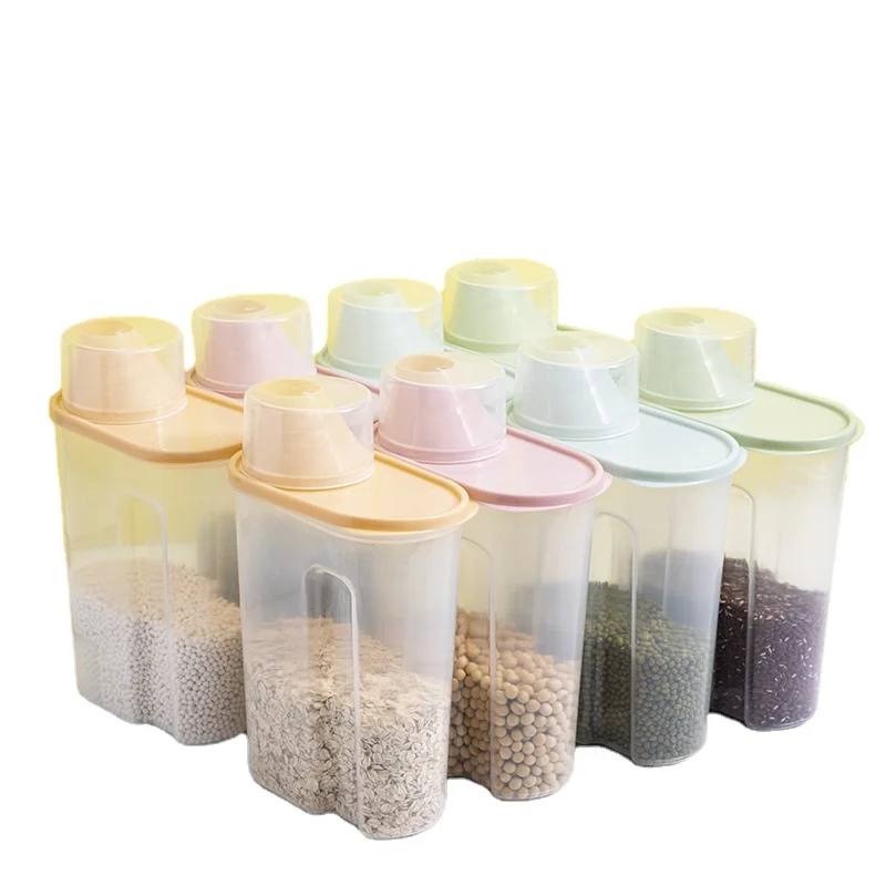 

Kitchen miscellaneous grain storage tank transparent rice bucket storage jar plastic airtight tank