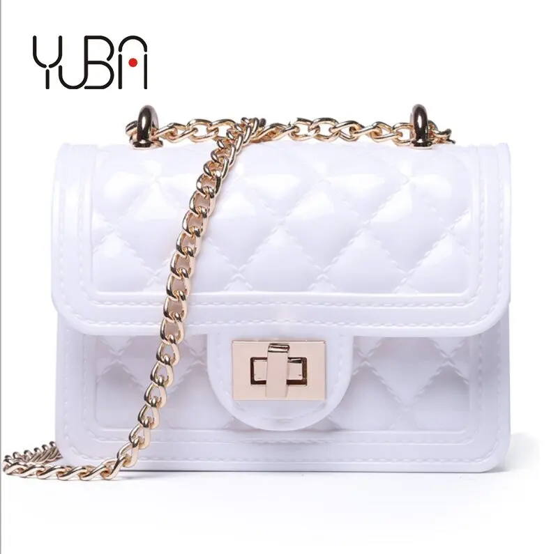 

wholesale mini chain plaid pvc jelly colorful transparent handbags women cross body bag shoulder, Customizable