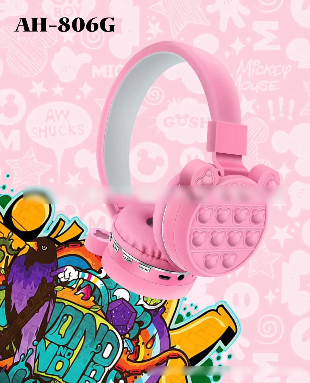 

DYS174 Silicone New Headphone Simple Cute Rainbow Birthday Gift Stereo Headset Bubble Press Relax Fidget Toys, Multi