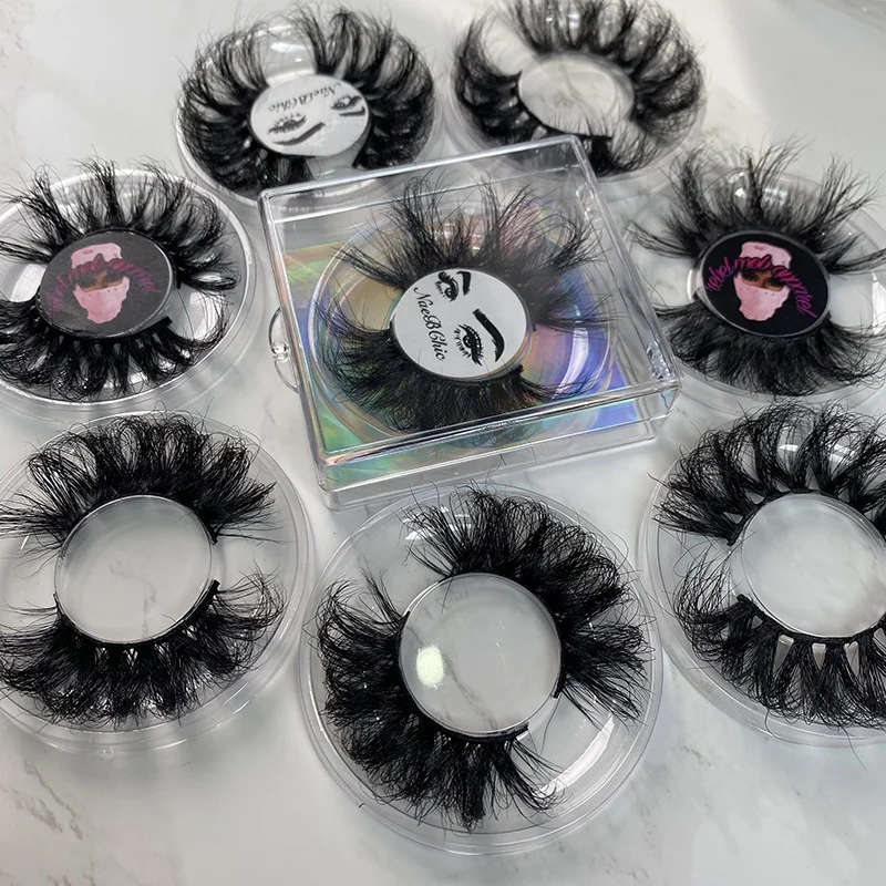 

Free sample wholesale eyelash custom label box fluffy real mink lashes vendor 25mm 3D dramatic eyelashes