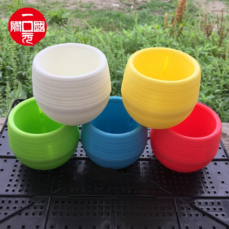 

Korean colorful cartoon plastic creative self-connecting water succulent plant pot round small lazy flower pot