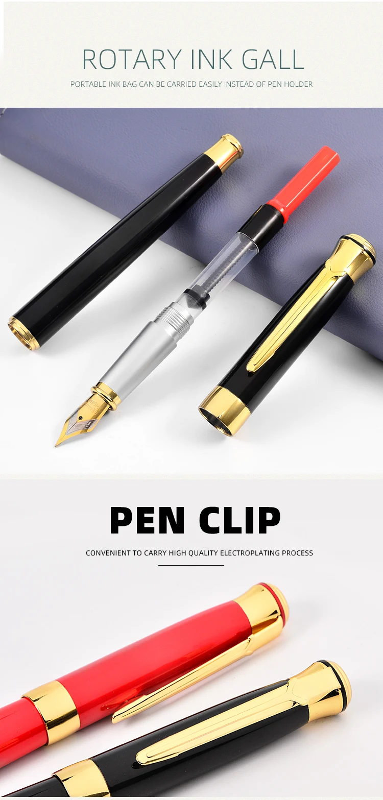 2022 Business Promotional Gift Pen With Box Set Luxury Calligraphy Fountain Pen Ink Cartridge Gift Metal Pen Set