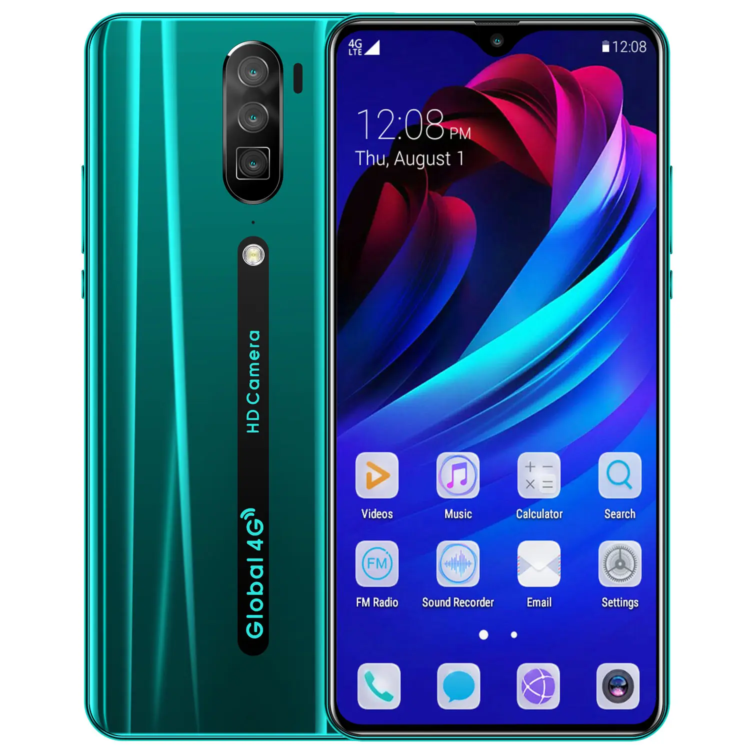 Latest RINO  Android smartphone 4G 6.3 inch Screen  HD camera   with real 4GB+64GB memory smart phone