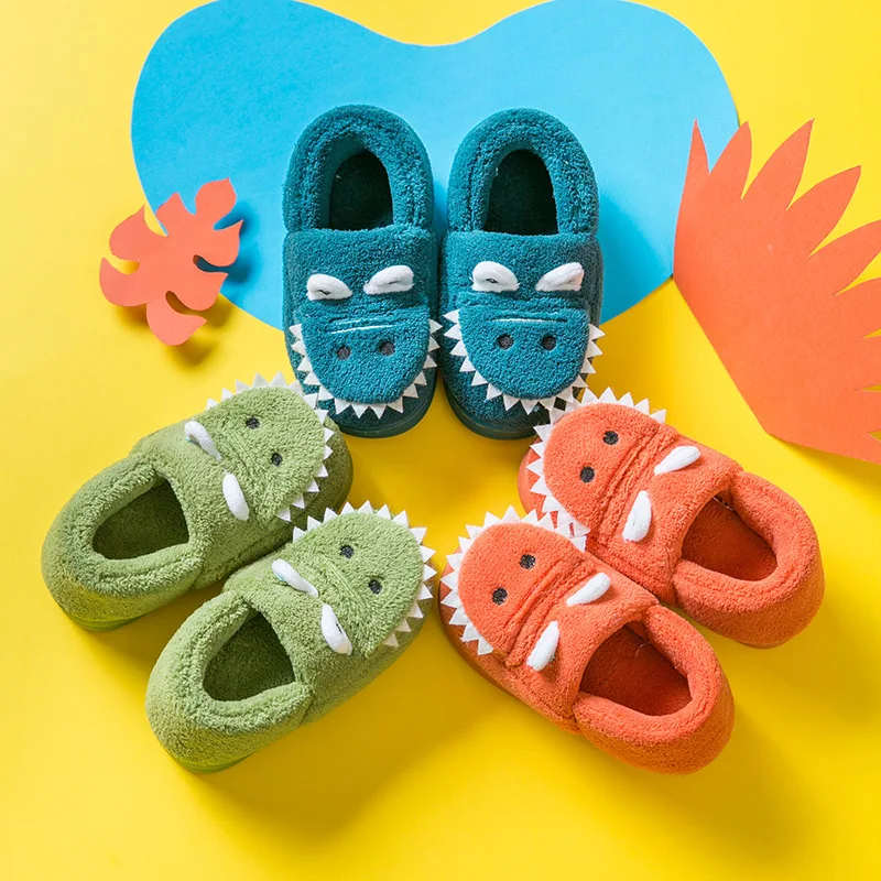 

Kids Home Slippers Boys Girls Autumn Winter Slippers Cute Cartoon Dinosaur Home Shoes Children Warm Plush Slipper Drop Ship, As the pic