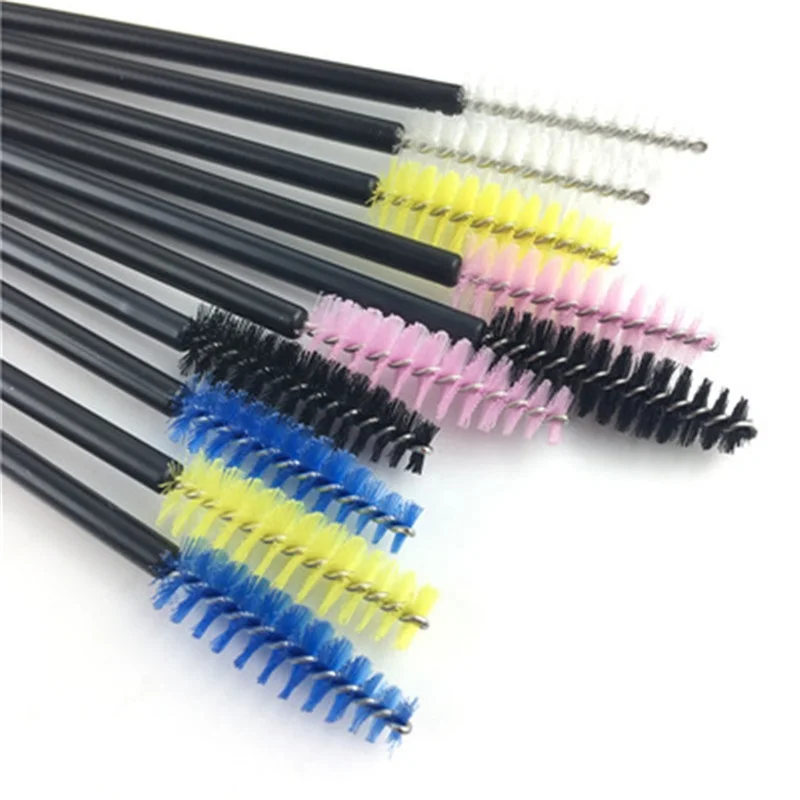 

50 PCS Hottest Disposable Mascara Wands Eye Lash Applicator Makeup Tools Eyelash Brush, Yellow/rose/blue/black/pink/white