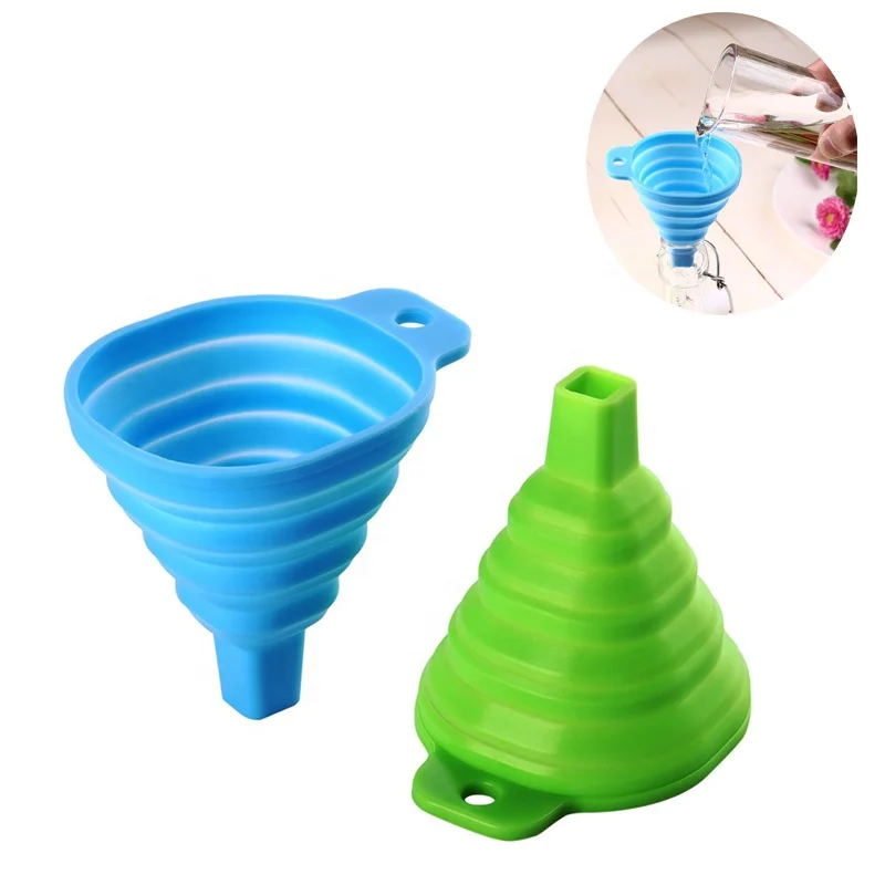 

Food Grade Silicone Collapsible Funnel Silicone Foldable Kitchen Funnel for Liquid/Powder Transfer, Any pantone color