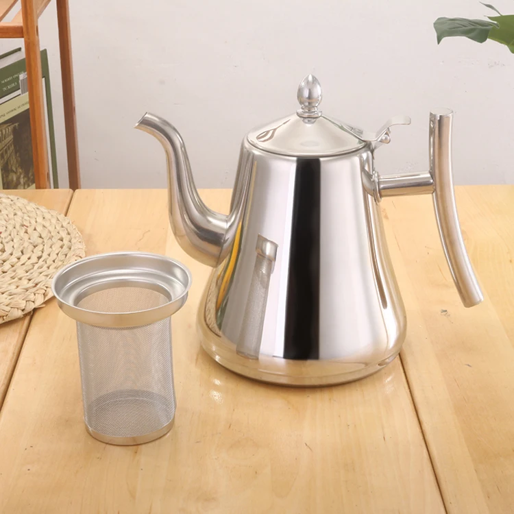 

Stainless Steel Teapot Infuser Strainer Water Jug Tea Pot Kettle, Silver