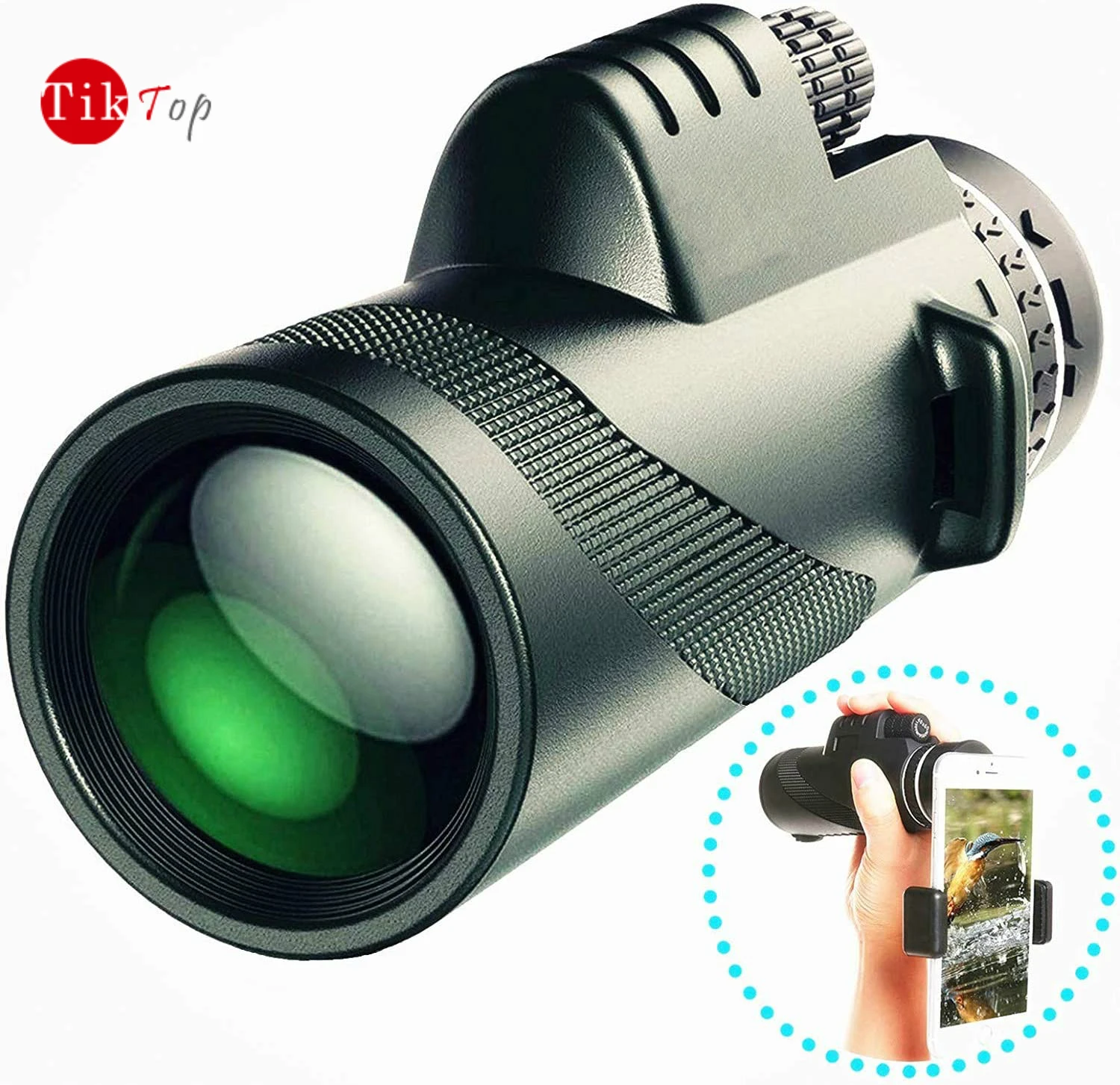 

12X50 High Power Prism Monocular and Quick Smartphone Holder Waterproof Fog Proof Shockproof Scope BAK4 Prism FMC for Bird W