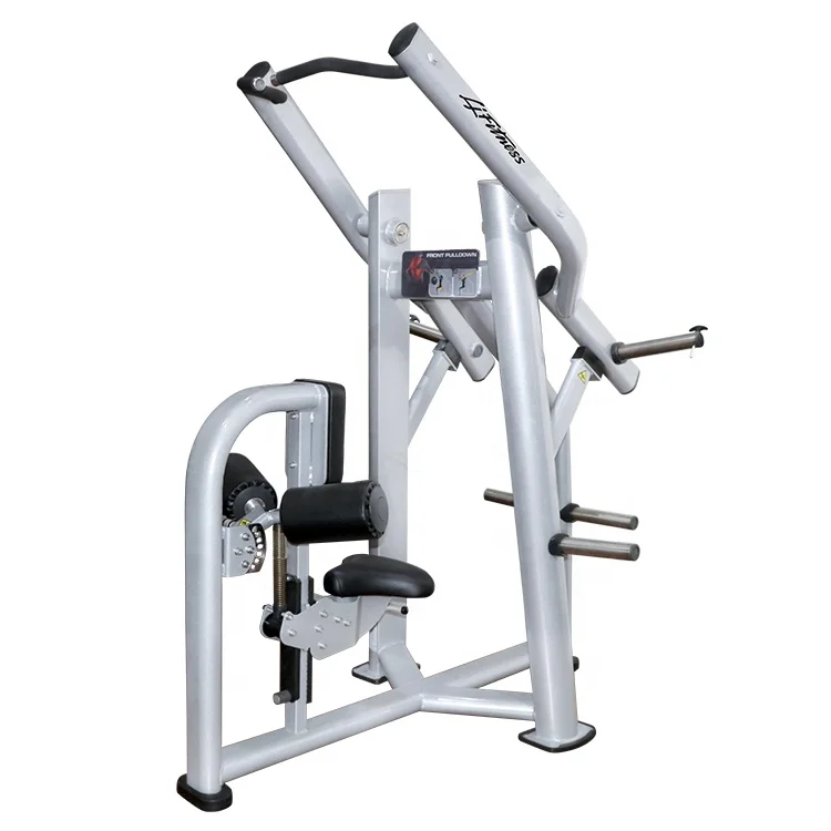 

LJ-5706-2 hammer strength gym fitness plated loaded machines products for front pulldown equipments, Black,white,silver frame,red,blue cushion,etc