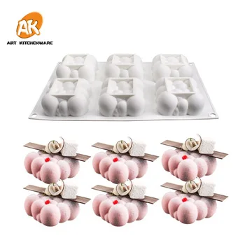 

AK 6holes Square Cloud Silicone Mousse Cake Moulds for Bakery Jelly Moulds Pastry Baking Tools MC-145