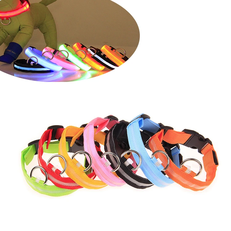 

hot sale print striped Rechargeable lights led dog bark collar rechargeable pet collars for dogs, Solid