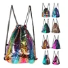 2018 Amazon hot sale magic mermaid reversible sequin drawstring bag, wholesale polyester custom LOGO sequin drawstring backpack