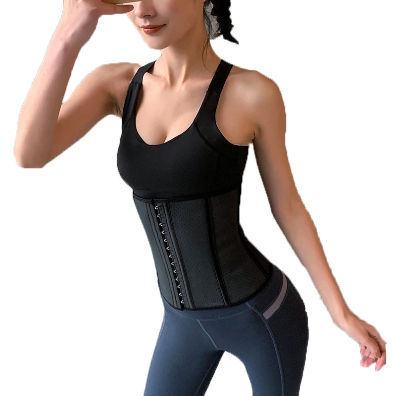 

Women Latex 9 Steel Bone Waist Trainer Belt Sexy Slimming Corset Body Shaper, Black