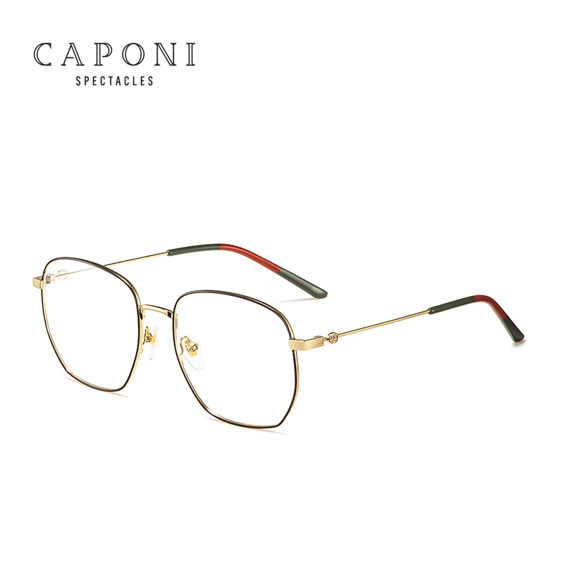 

CAPONI 2021 Factory Supply Women Square Metal Anti Blue Light Glasses For Men