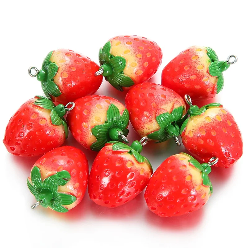 

DIY Cute 3D Strawberry resin charms pendant Dangle Earring handmade necklace Fruit Jewelry Findings make summer gift charms, Picture