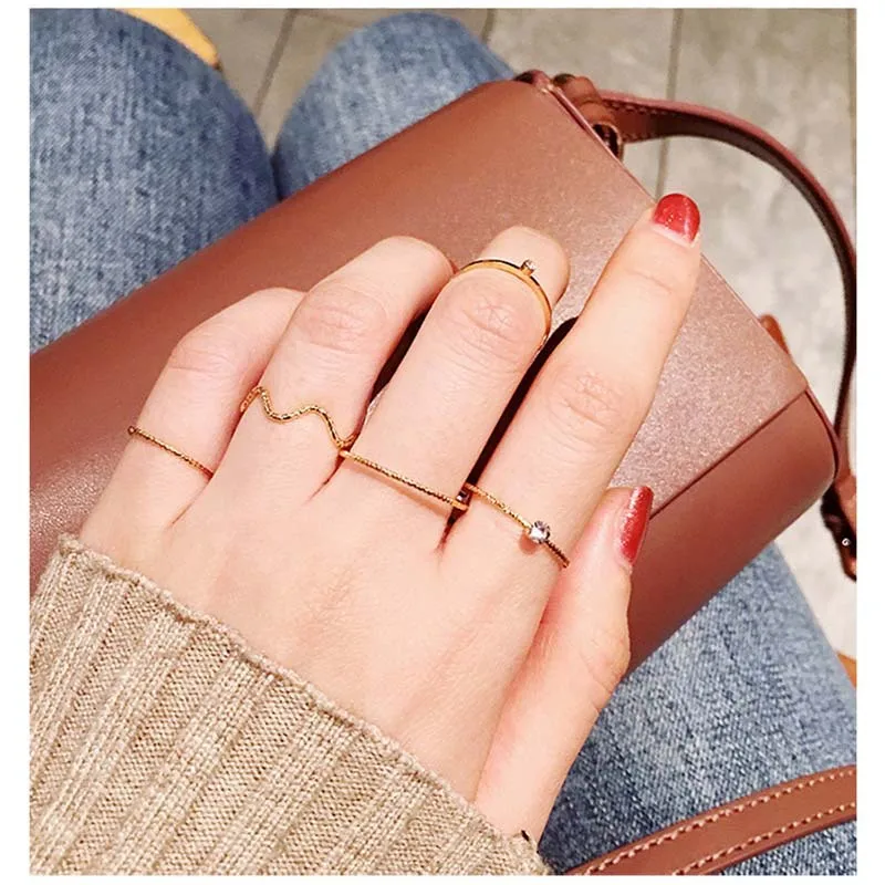 

2021 trendy fashion jewelry 10pcs/set metal gold ring sets for girls