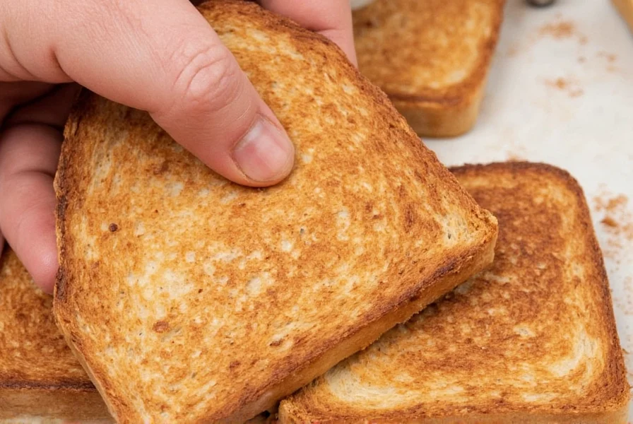 Close-up of cinnamon sugar mixture being sprinkled on buttered toast