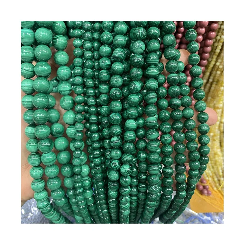 

wholesale High Quality Natural Gemstone Green Malachite Loose Beads Stone for DIY Jewelry Making