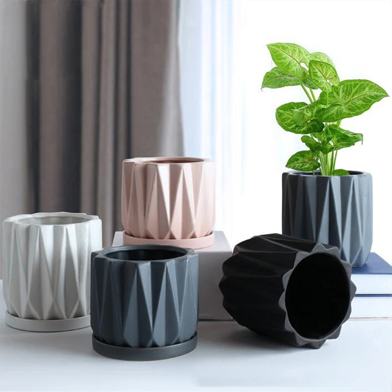 

Pots Ceramic Orchid Maceta Triciclo Planter With Tray Resin Rack Big Concrete Planters Clay Glazed Plan Flower Pot, White, grey, black,pink