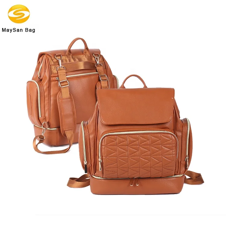 

Diaper Bag Backpack Leather Backpack for Women Travel Backpack Baby Bag Large with stroller Straps wet clothing storage, Light brown,brown,camel,black