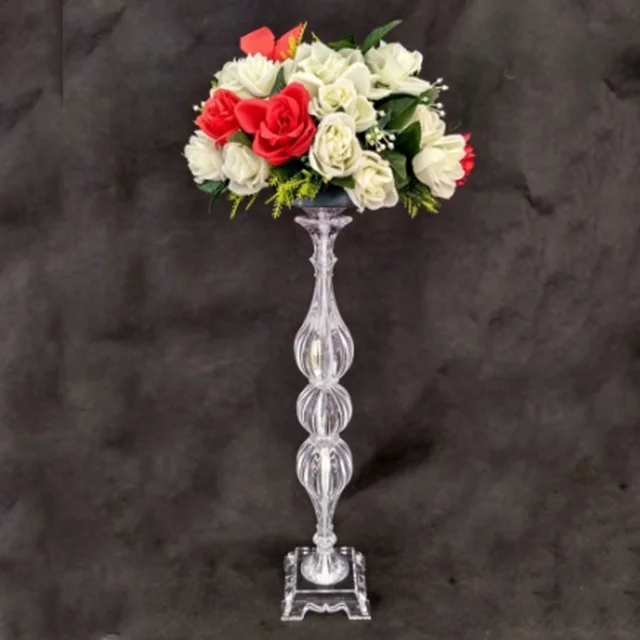 

free shipping )Unique Design Flower Rack 65 CM/ 25.6" Tall Acrylic Table Vase Wedding Centerpiece Event Road Lead For Home Decor, Sliver iron mental