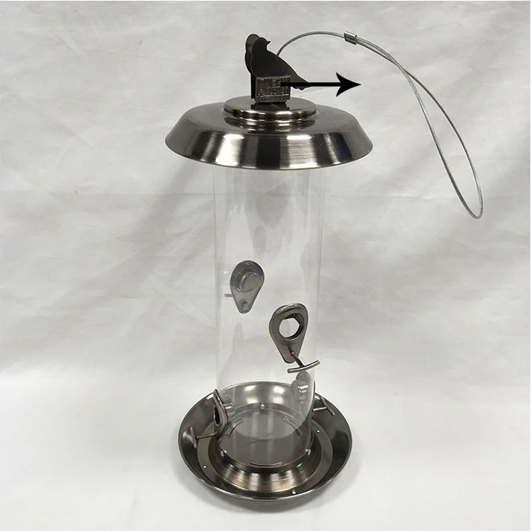 Antique Bird Feeder 4 Feeding Ports Detachable Metal Chrome Plating