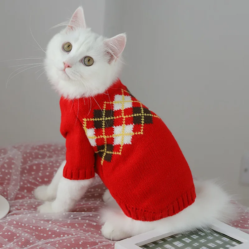 

New Style Christmas New Year Cat Clothes Small Pet Dog Warm Sweater Winter Indoor Outdoor Clothes Lovely Pet Clothes, Picture