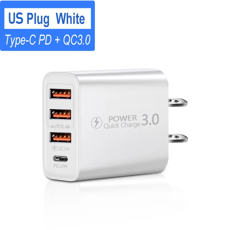 

PD20W A-C Mobile phones qc3.0 fast quick charging multi usb wall charger uk us eu PD type-c home charger adapter