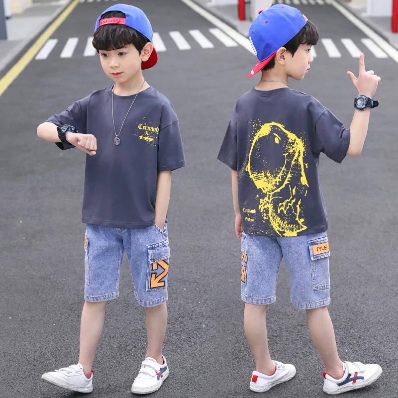 

2021 Wholesale Baby Boys Summer Outfits Boy's Clothing Sets T-shirt+Casual Shorts Pants 2PCS Sets Boy Clothes