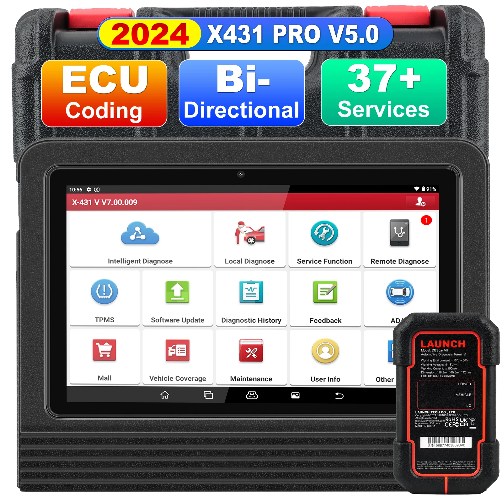 

New Version X-431 PRO V 5.0 Bi-Directional Car Diagnostic Tool 2-Year Free Update Online OBD2 Scanner with WiFi/BT Support