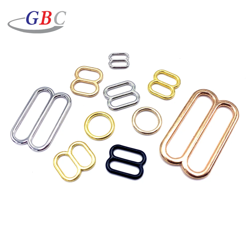 

Shiny alloy metal bra ring adjuster clasps for lingerie, White/black/ customized