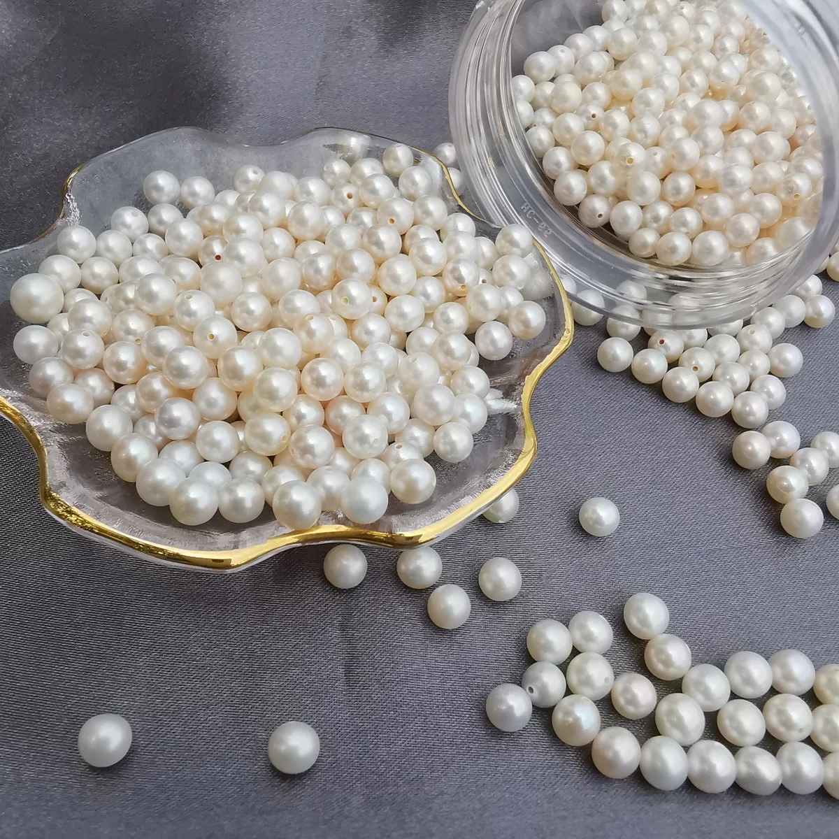 
Grade AAA+ to AAAA round loose pearls half drilled freshwater pearl beads natural 5mm 6mm genuine pearl wholesale accept OEM ODM 