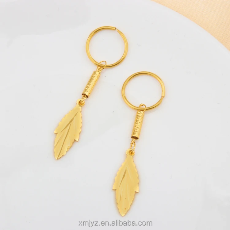 

Brass Gold Plated 18K Cylindrical Leaf Earrings