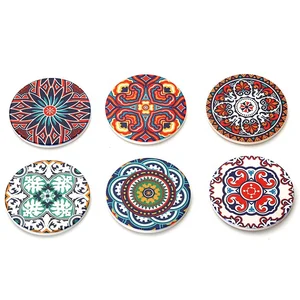 Eco-Friendly Stocked Custom Flower Decorative Set of 6 Coaster for Drinks Cup Holder for Gifts  Party Bar Home