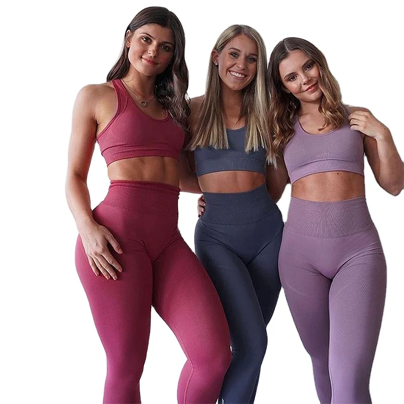 

Custom yoga bra sets solid color Yoga Clothing Suit Women's Tight Hip Pants Running Fitness Sports Sets, As shown