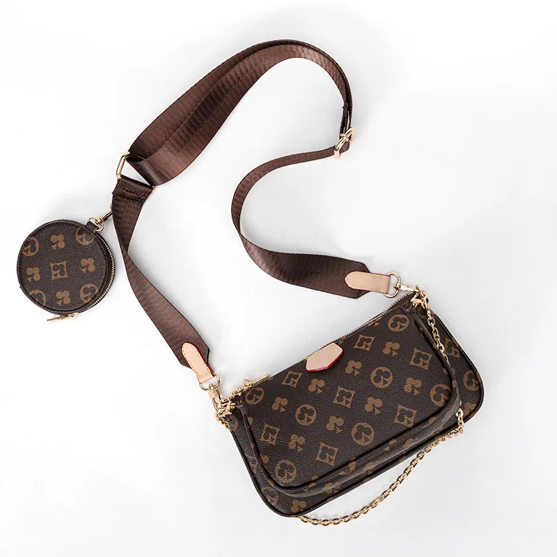 

Famous Brand Designer Handbag High Quality PU Leather Lady Fashion Checkered Trendy Brand Chain 3 Piece Set Luxury Women Handbag, Customizable