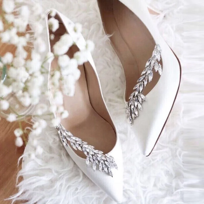 

Crystal Silk Jeweled Bridal Pumps Women Shoes Runway Pointy Toe Club Women Heels Sexy Ladies Party Wedding Shoes
