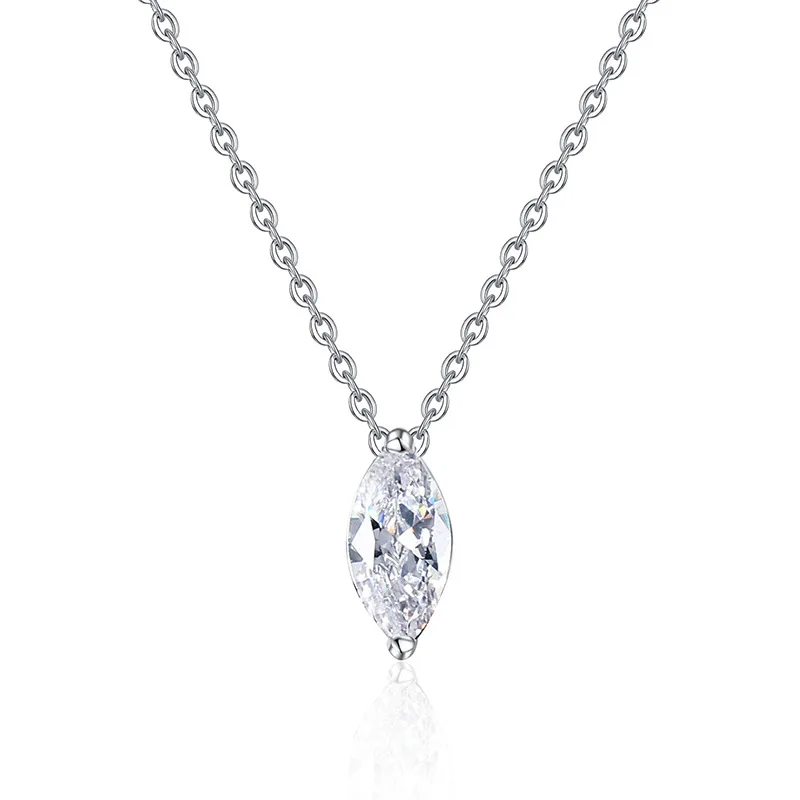 S925 Sterling Silver Premium Eye Moissanite Necklace Classic Engagement Gift with Gold Plating-for Weddings
