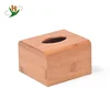 Natural rectangular paper dispenser bamboo wood napkin holder tissue box for wholesale