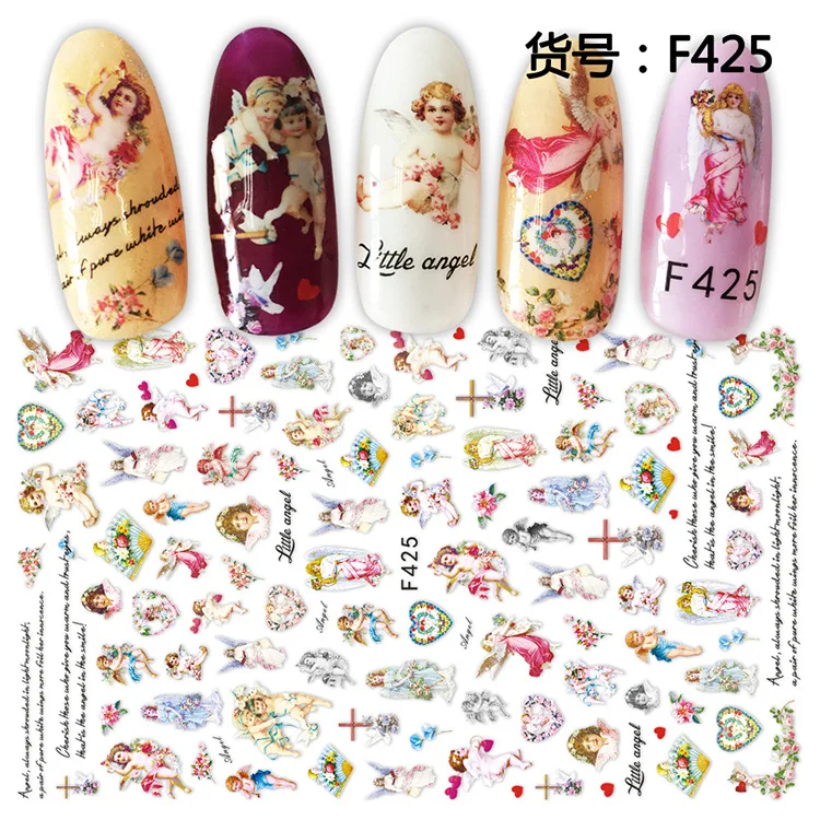 

F421-434 Flowers Angle Nail Art Decals 3D Manicure Applique Nail Stickers for Nail Decoration, As picture