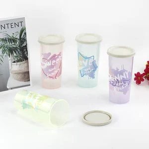 Image of Custom portable no leakage tea/cold drink/coffee cup reusable pp plastic cup with lid