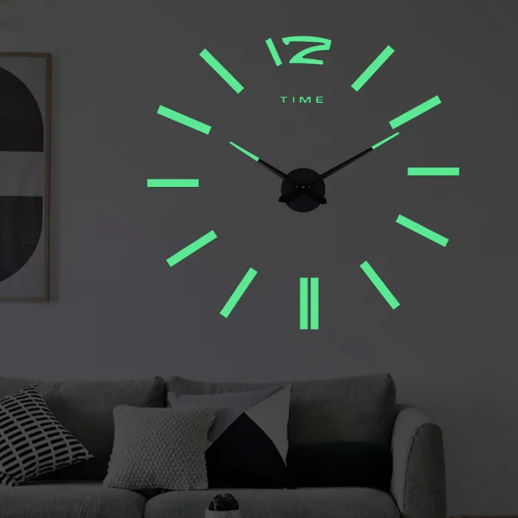 
Modern Home Decoration Luminous DIY Wall Sticker Clock 3D Acrylic Mirror Large Oversized 