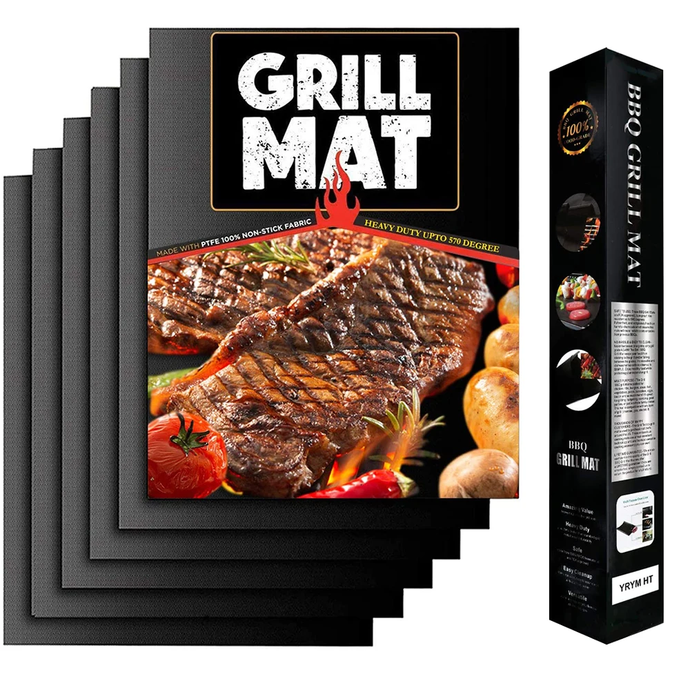 

Amazon hot selling Various type of fiberglass non-stick bbq grill mat set, As required