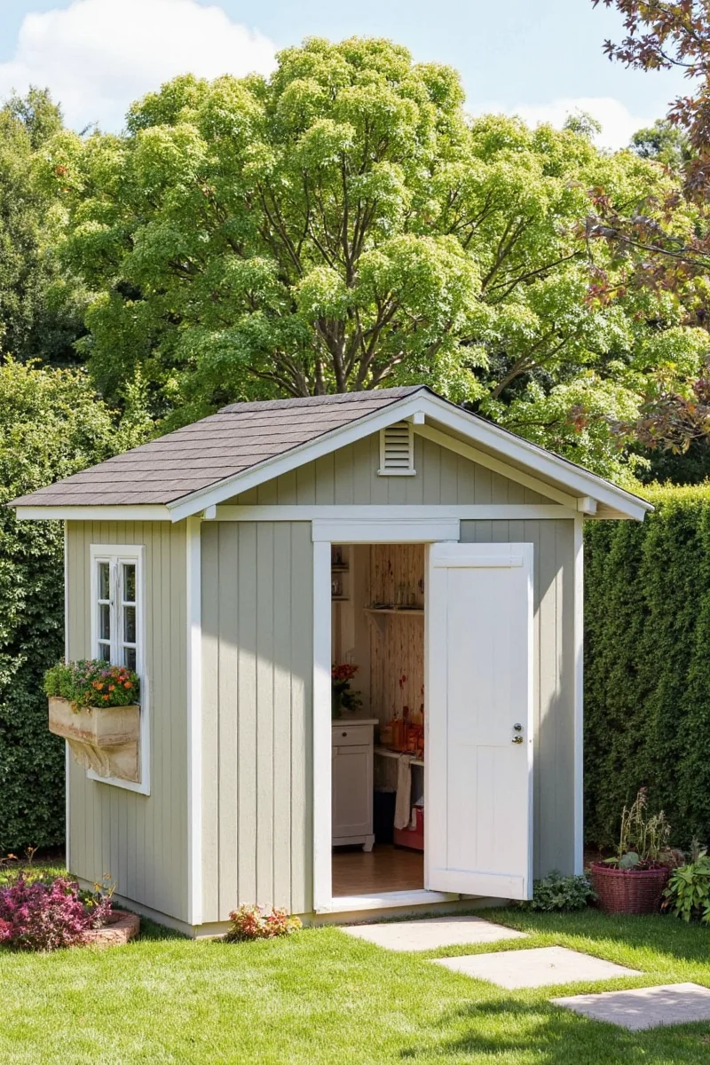 Garden shed interior designed for kids