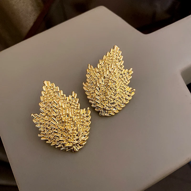 

trendy leaf women 2021 fashion earring gold plated