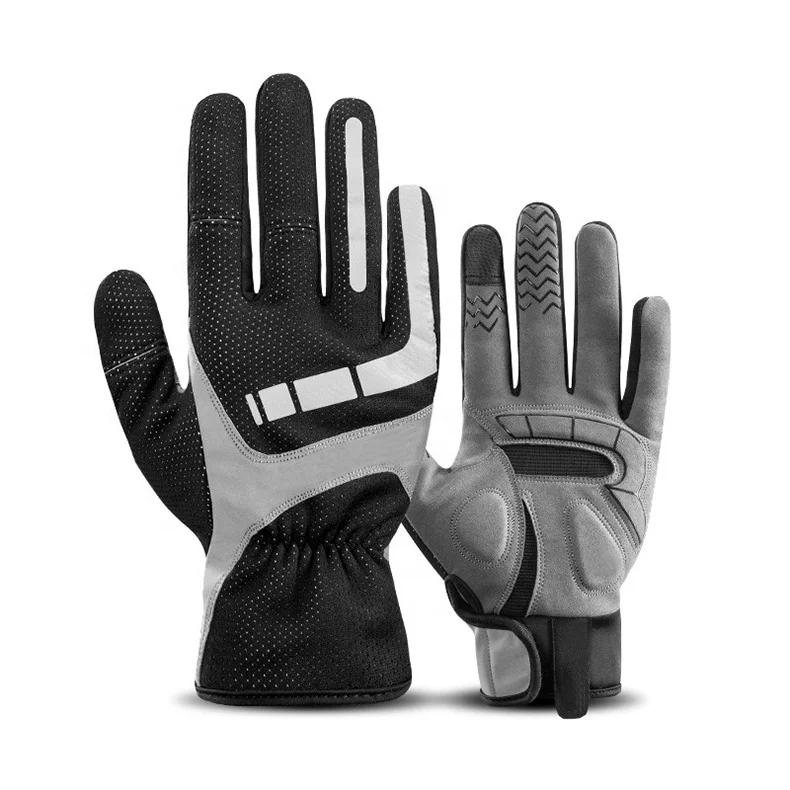 

Customized Touch Screen Cycling road bike MTB riding Winter Thermal Glove Windproof Bicycle Keep Warm racing Thick Sport Glove, Black gray