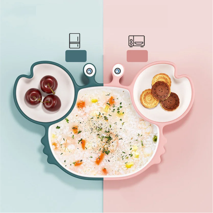 

Silicone Grip Suction Plate Divided Baby Toddler Feeding Set BPA Free Microwave Dishwasher Safe 3 Compartments